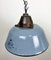 Industrial Grey Enamel and Cast Iron Pendant Light with Glass Cover, 1960s 7