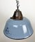 Lámpara colgante industrial de hierro fundido y esmalte gris con cubierta de vidrio, años 60, Imagen 7