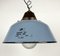 Industrial Grey Enamel and Cast Iron Pendant Light with Glass Cover, 1960s 6