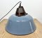 Industrial Grey Enamel and Cast Iron Pendant Light with Glass Cover, 1960s 10