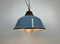 Industrial Grey Enamel and Cast Iron Pendant Light with Glass Cover, 1960s 16