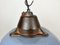 Industrial Grey Enamel and Cast Iron Pendant Light with Glass Cover, 1960s 4