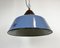 Lámpara colgante industrial de hierro fundido y esmalte azul, años 60, Imagen 9