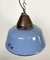 Lámpara colgante industrial de hierro fundido y esmalte azul, años 60, Imagen 8