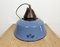 Lámpara colgante industrial de hierro fundido y esmalte azul, años 60, Imagen 12