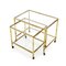 Console and Trolley in Brass and Glass, 1950s, Set of 2 1