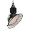 Vintage French Industrial Black Enamel & Clear Glass Pendant Lamp, 1950s, Image 3