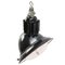 Vintage French Industrial Black Enamel & Clear Glass Pendant Lamp, 1950s, Image 5