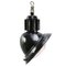 Vintage French Industrial Black Enamel & Clear Glass Pendant Lamp, 1950s, Image 2