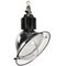 Vintage French Industrial Black Enamel & Clear Glass Pendant Lamp, 1950s, Image 1
