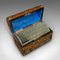 Victorian English Domed Top Caddy Keepsake Box in Burr Walnut & Brass 8