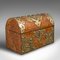 Victorian English Domed Top Caddy Keepsake Box in Burr Walnut & Brass 1