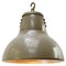 Vintage Industrial Beige Metal and Clear Striped Glass Pendant Lamp from Holophane, Paris, Image 2