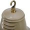 Vintage Industrial Beige Metal and Clear Striped Glass Pendant Lamp from Holophane, Paris, Image 5