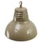 Vintage Industrial Beige Metal and Clear Striped Glass Pendant Lamp from Holophane, Paris 3
