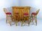 Vintage Tiki Rattan Cocktail Bar with Bar Stools, 1960s, Set of 5, Image 2