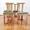 Mid-Century Modern Dining Chairs in Wood and Vervet Chairs, Italy, 1980s, Set of 4 1