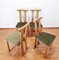 Mid-Century Modern Dining Chairs in Wood and Vervet Chairs, Italy, 1980s, Set of 4 3