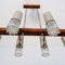 Scandinavian 6-Flame Ceiling Light in Teak and Glass, 1950s 3