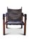 Mid-Century Safari Chair with Black Leather Sling Arms, Beech Frame and Canvas Upholstery by Kaare Klint, 1950s 2