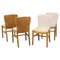 Art Deco Birds Eye Maple Dining Table and 4 Matching Leather Chairs, 1930s, Set of 5, Image 2
