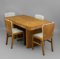 Art Deco Birds Eye Maple Dining Table and 4 Matching Leather Chairs, 1930s, Set of 5 1