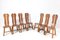Brutalist Oak Dining Room Chairs by Kunstmeubelen De Puydt, Belgium, 1970s, Set of 7 1