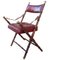 Campaign Safari Folding Chair in Faux Bamboo and Red Skai, Image 7