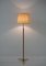 Lampadaire Scandinave Mid-Century en Laiton et Cuir, 1960s 9