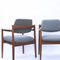 Armchairs in Walnut and Upholstered in Blue Fabric attributed to Jens Risom for Knoll, 1960s, Set of 2, Image 9