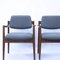 Armchairs in Walnut and Upholstered in Blue Fabric attributed to Jens Risom for Knoll, 1960s, Set of 2, Image 2