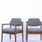 Armchairs in Walnut and Upholstered in Blue Fabric attributed to Jens Risom for Knoll, 1960s, Set of 2, Image 1