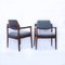 Armchairs in Walnut and Upholstered in Blue Fabric attributed to Jens Risom for Knoll, 1960s, Set of 2, Image 10