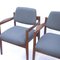 Armchairs in Walnut and Upholstered in Blue Fabric attributed to Jens Risom for Knoll, 1960s, Set of 2, Image 5
