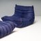 Blue Togo Modular Sofa attributed to Michel Ducaroy for Cinna Ligne Roset, 1970s, Set of 3 3