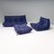 Blue Togo Modular Sofa attributed to Michel Ducaroy for Cinna Ligne Roset, 1970s, Set of 3 2