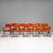Orange Velvet Carver Dining Chairs attributed to Tom Faulkner, Vienna, 2010s, Set of 10 2