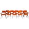 Orange Velvet Carver Dining Chairs attributed to Tom Faulkner, Vienna, 2010s, Set of 10, Image 1