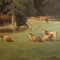 Englischer Schulkünstler, Landschaft mit Gebäuden und Tieren, 1890er-1900er, Öl auf Leinwand, gerahmt 4