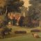 Artista della scuola inglese, Paesaggio con edifici e animali, metà XIX secolo-1900, olio su tela, con cornice, Immagine 3