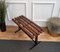 Italian Wooden Slat Bench with Metal Base and Brass Feet, 1970s 7