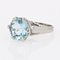 French 3.25 Carats Aquamarine 18 Karat White Gold Solitaire Ring, 1950s 8