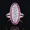 Ruby Diamonds 18 Karat Yellow Gold Platinum Shuttle Shape Ring, 1920s, Image 5