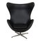Egg Chair aus schwarzem Nevada Anilin Leder von Arne Jacobsen für Fritz Hansen 1