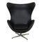 Silla Egg de cuero anilina Nevada negro de Arne Jacobsen para Fritz Hansen, Imagen 1