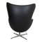 Sedia Egg in pelle nera Nevada anilina di Arne Jacobsen per Fritz Hansen, Immagine 4