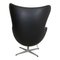 Silla Egg de cuero anilina Nevada negro de Arne Jacobsen para Fritz Hansen, Imagen 4