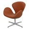 Swan Chair in Walnut Nevada Aniline Leather by Arne Jacobsen for Fritz Hansen 4