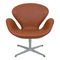 Swan Chair in Walnut Nevada Aniline Leather by Arne Jacobsen for Fritz Hansen 1