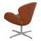 Chaise Swan en Cuir Nevada Aniline Noyer par Arne Jacobsen pour Fritz Hansen 3